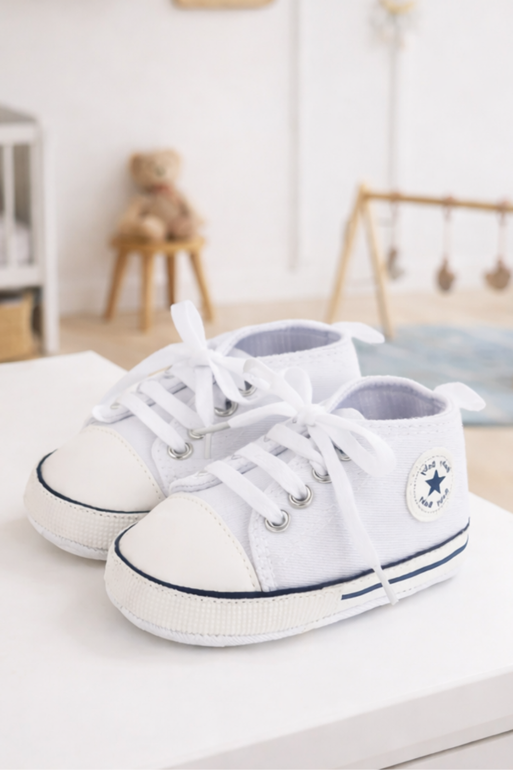 Baby High Top Canvas Shoes – Soft Sole First Walker Trainers (0–18 Months)