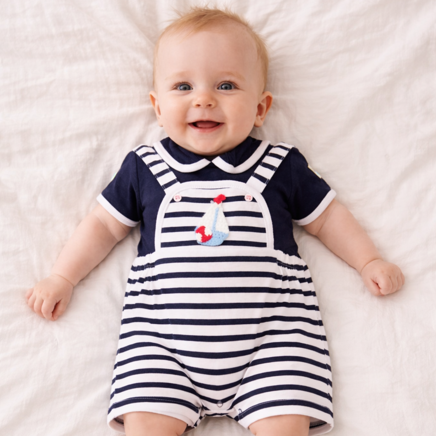 Baby Boys Sailor Dungaree Set 0-9 Months