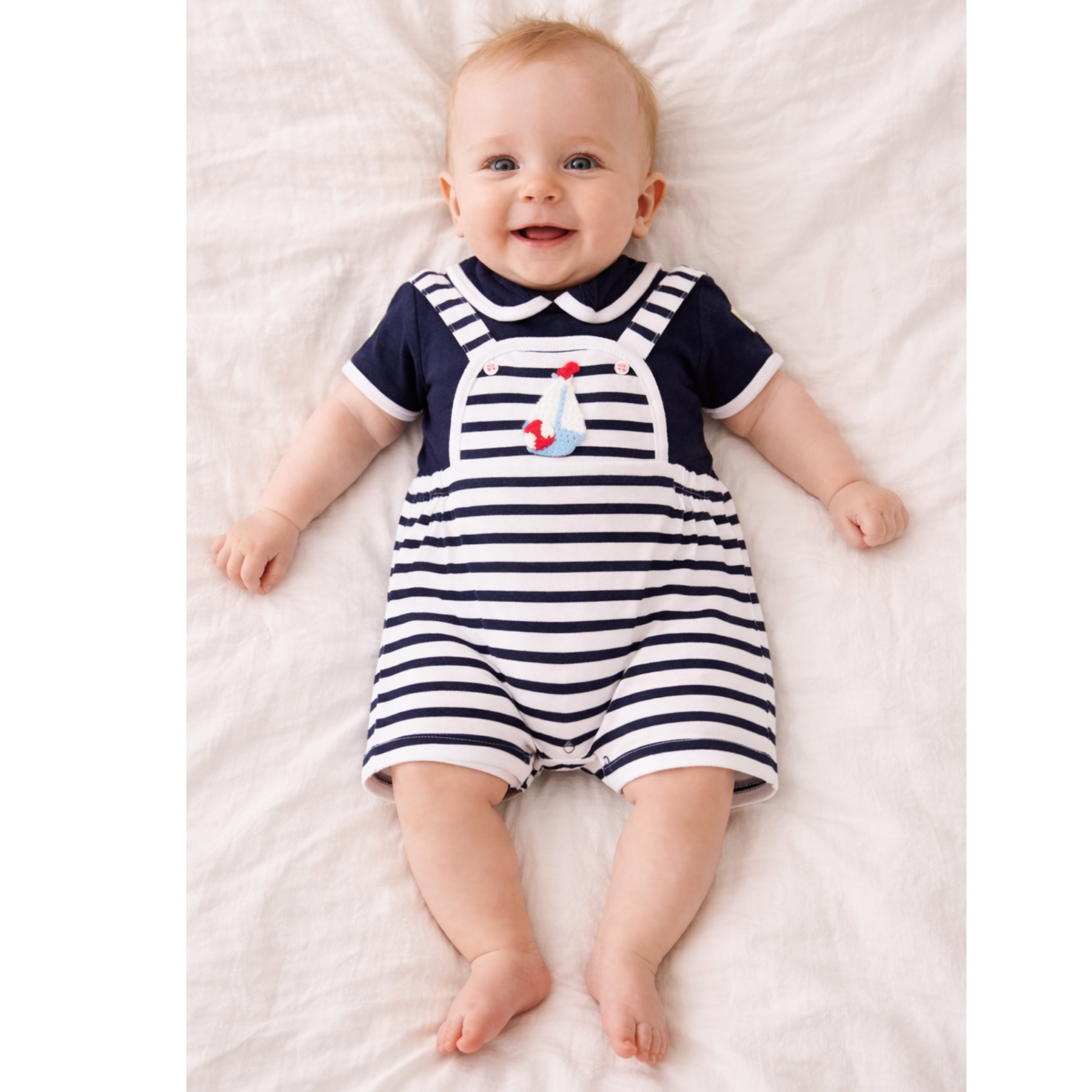 Baby Boys Sailor Dungaree Set 0-9 Months
