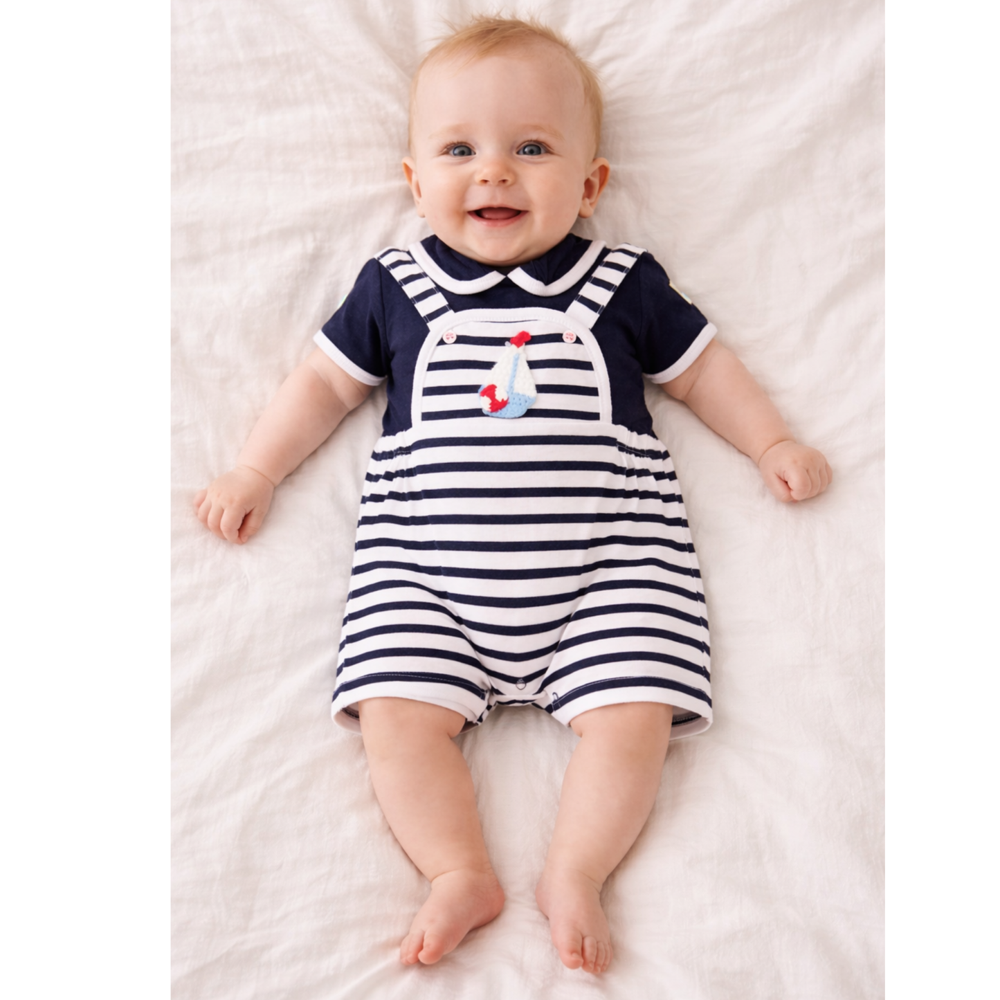 Baby Boys Sailor Dungaree Set 0-9 Months