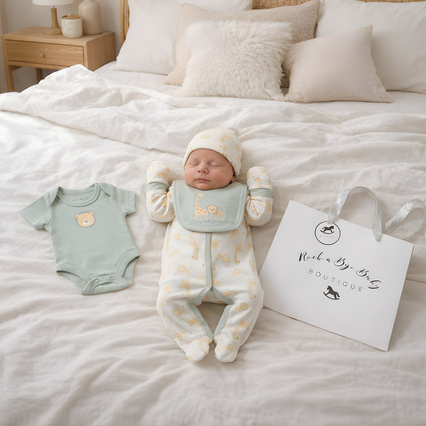 Baby Unisex Safari 5 Piece Newborn Gift Set