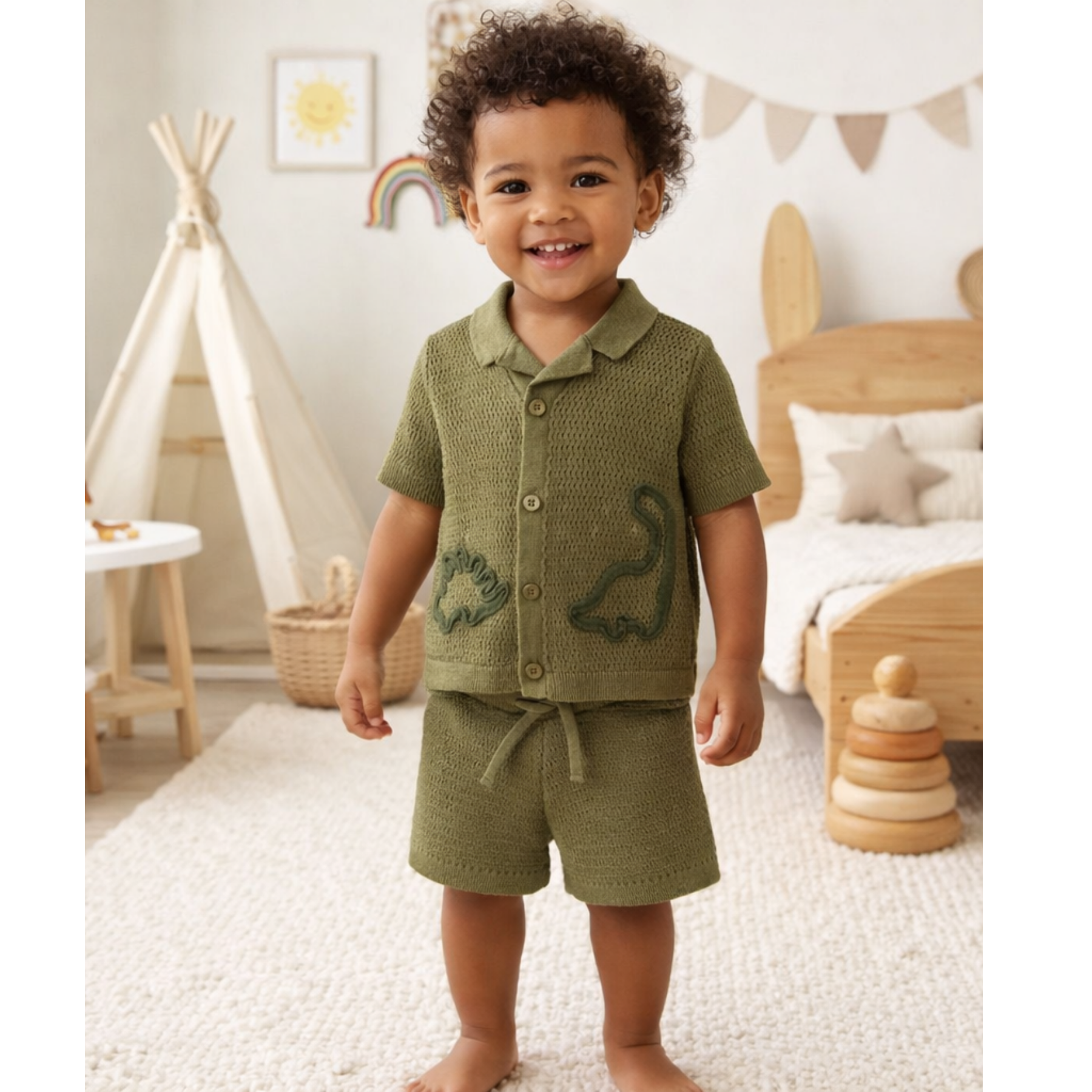 Boys Knit Shirt & Shorts Outfit 2-4 Years