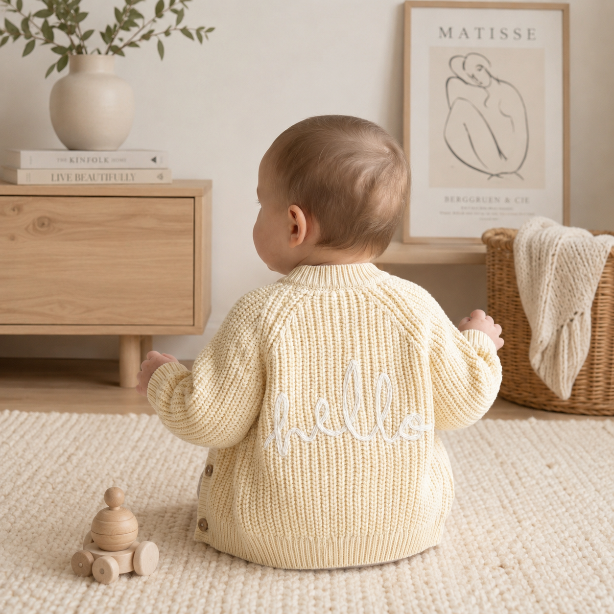 Baby Lemon Cotton Knit Cardigan With Embroidery Detail 3-12 Months