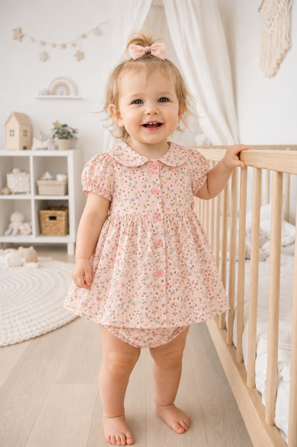 Baby Girl All In One Print Dress With Headband Set 1-2 Years