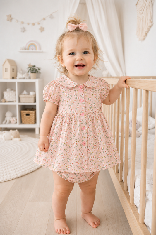 Baby Girl All In One Print Dress With Headband Set 1-2 Years