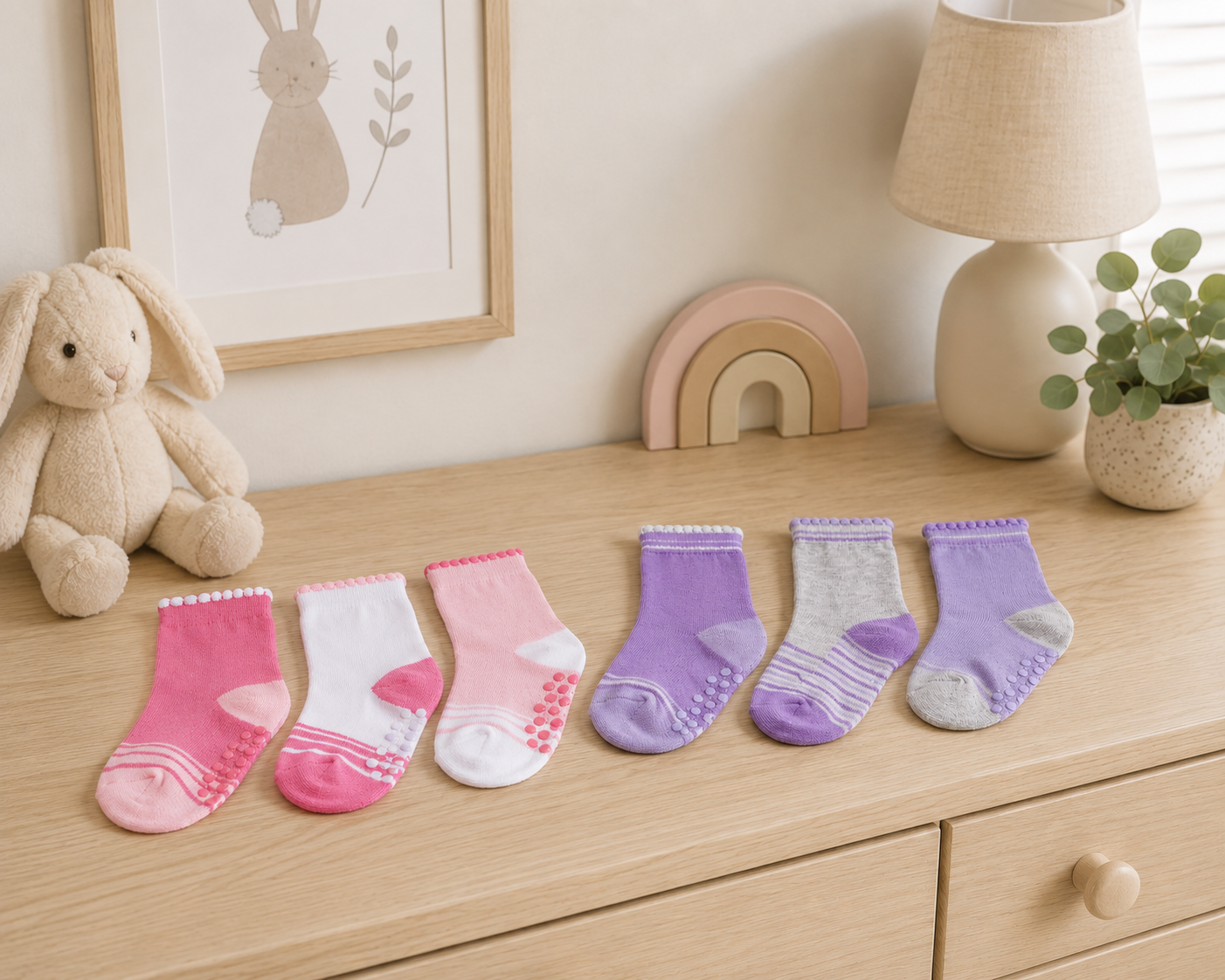 Baby 3 Pack Of Heel & Toe Socks With Grippers
