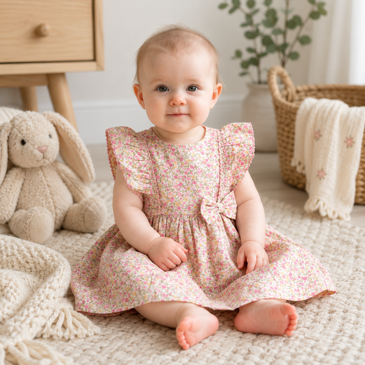 Baby Girls Floral Printed Lined Dress 1-2 Years