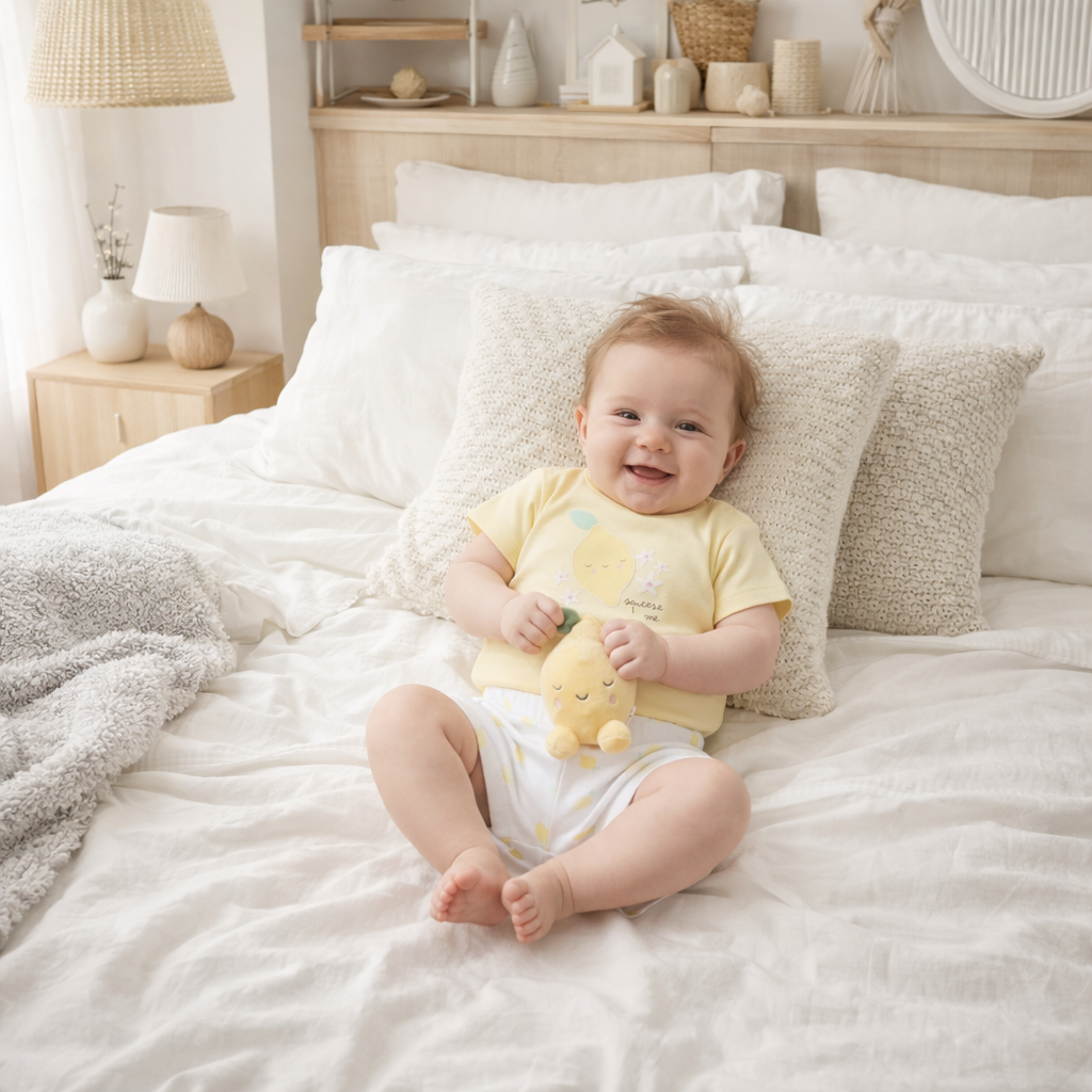 Baby Summer Lemon T-Shirt, Shorts & Toy Set 0-9 Months