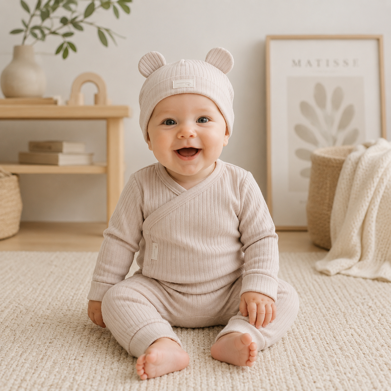 Baby Organic 3 Piece Ribbed Outfit 0-6 Months