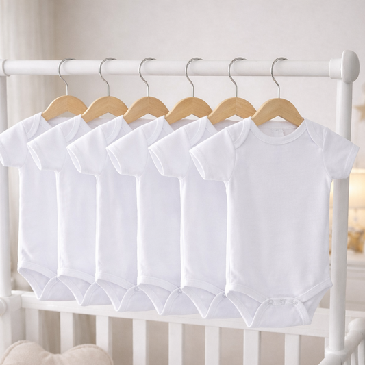 Baby White Cotton Bodysuits (Pack Of 6) 0-9 Months