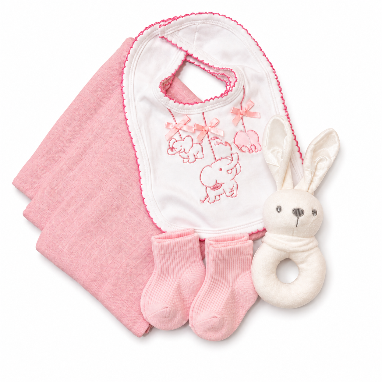 Bubbachubs Baby Girls Newborn Gift Box with Muslins, Bibs, Rattle & Socks 0-3 Months