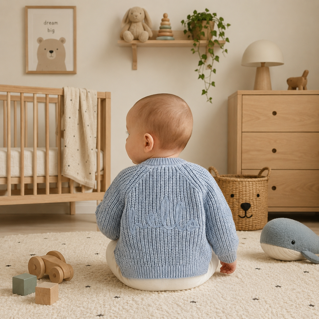 Baby Cotton Knit Cardigan With Embroidery Detail 0-12 Months