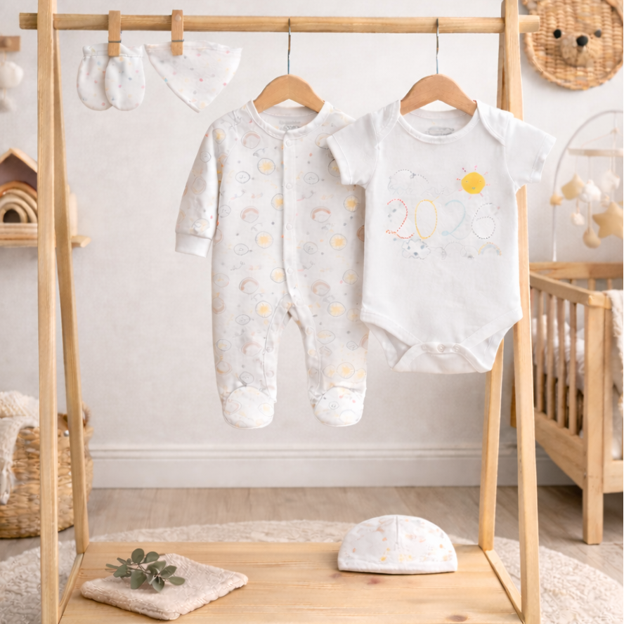 Bubbachubs Newborn Gift Set with Silicone Teether, 0–9 Months