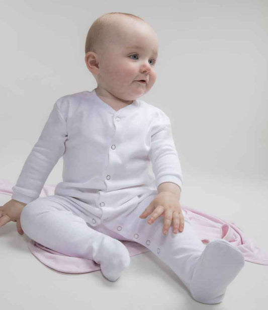 100% Cotton White Sleepsuit Newborn - 18 Months