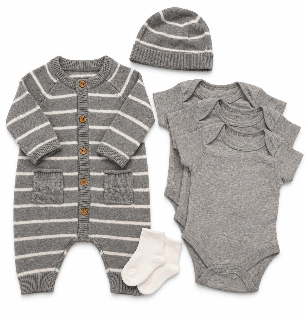 Bubbachubs Baby Knitted All In One, Hat, Bodysuits And Socks Gift Set