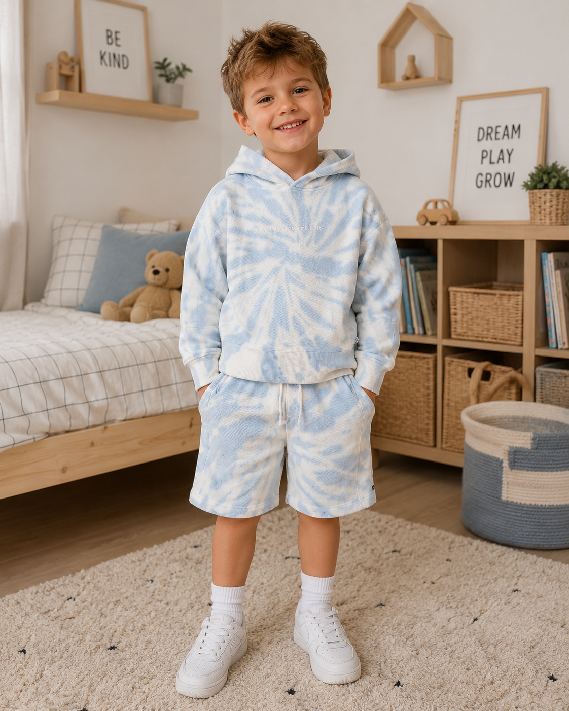 Boys Tie Dye Hoody Top & Shorts Outfit 5-15 Years
