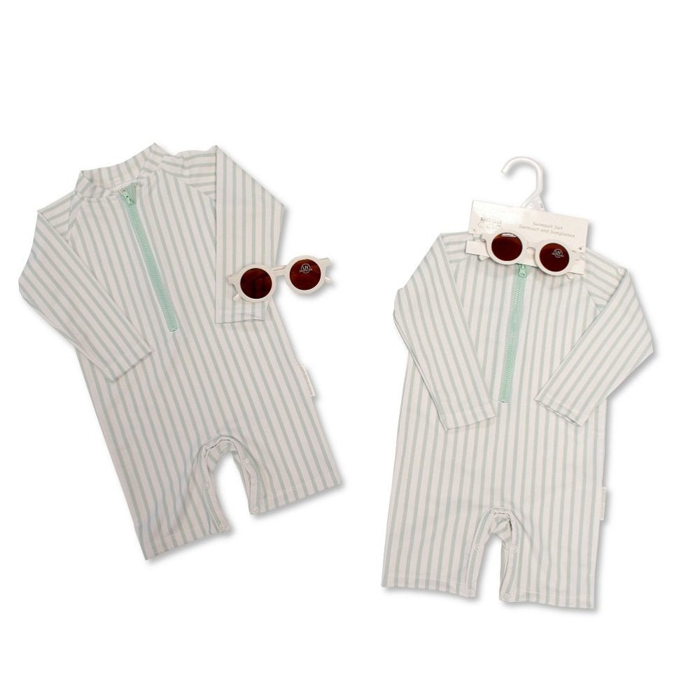 Baby Zip Up Swimsuit + Sunglasses 12-24 Months