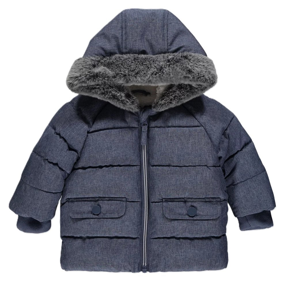 Boys Blue Textured Padded Coat 12-24 Months