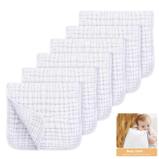 Baby Soft and Absorbent Muslin Burp Cloths 100% Cotton (20"x10") 6 Pack
