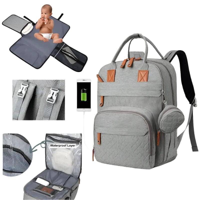 Nappy Backpack Travel Bag Grey - Bubbachubs