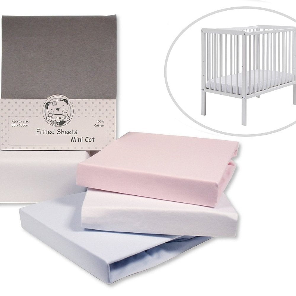Fitted Cotton Mini Cot Sheets 2 Pack 50x100cm