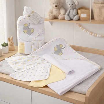 Baby Hooded Towel & 4 Wash Cloths Set