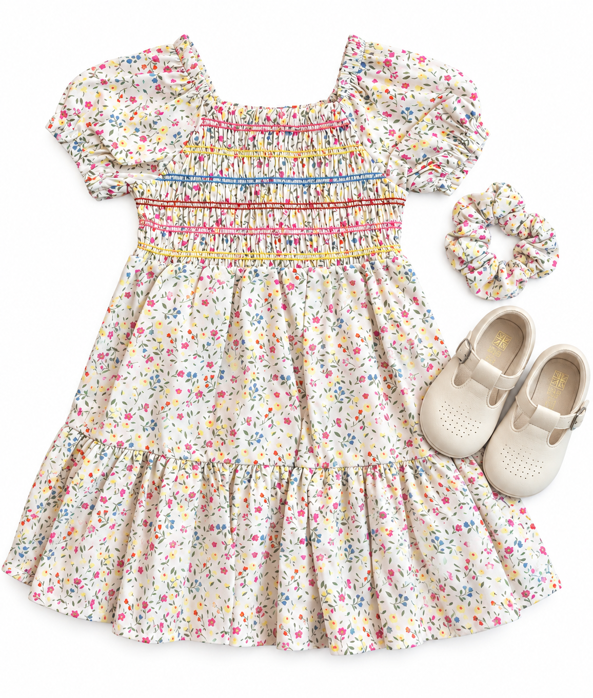 Bubbachubs Girls Smock Dress, Headband And Shoes Gift Set 2 Years