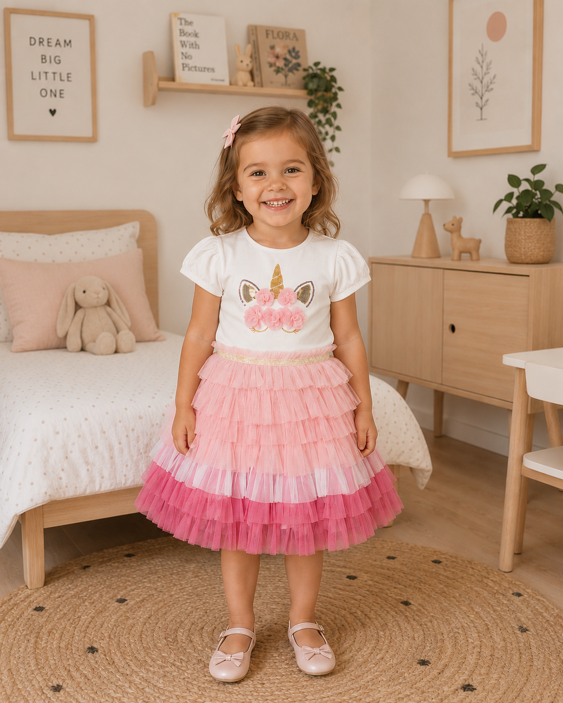 Girls Sequin Embroidery Unicorn Tutu Dress 3-5 Years