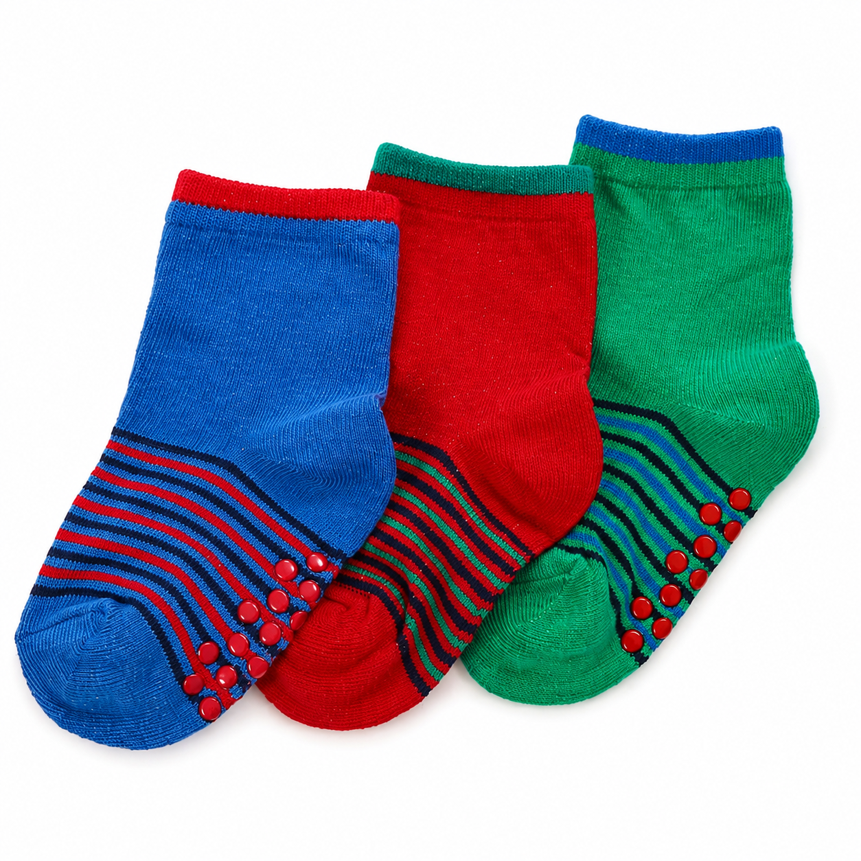 Baby 3 Pack Of Heel & Toe Socks With Grippers