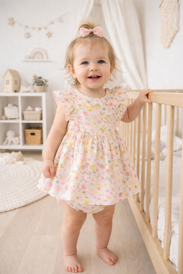 Baby Girl All In One Print Dress With Headband Set 1-2 Years
