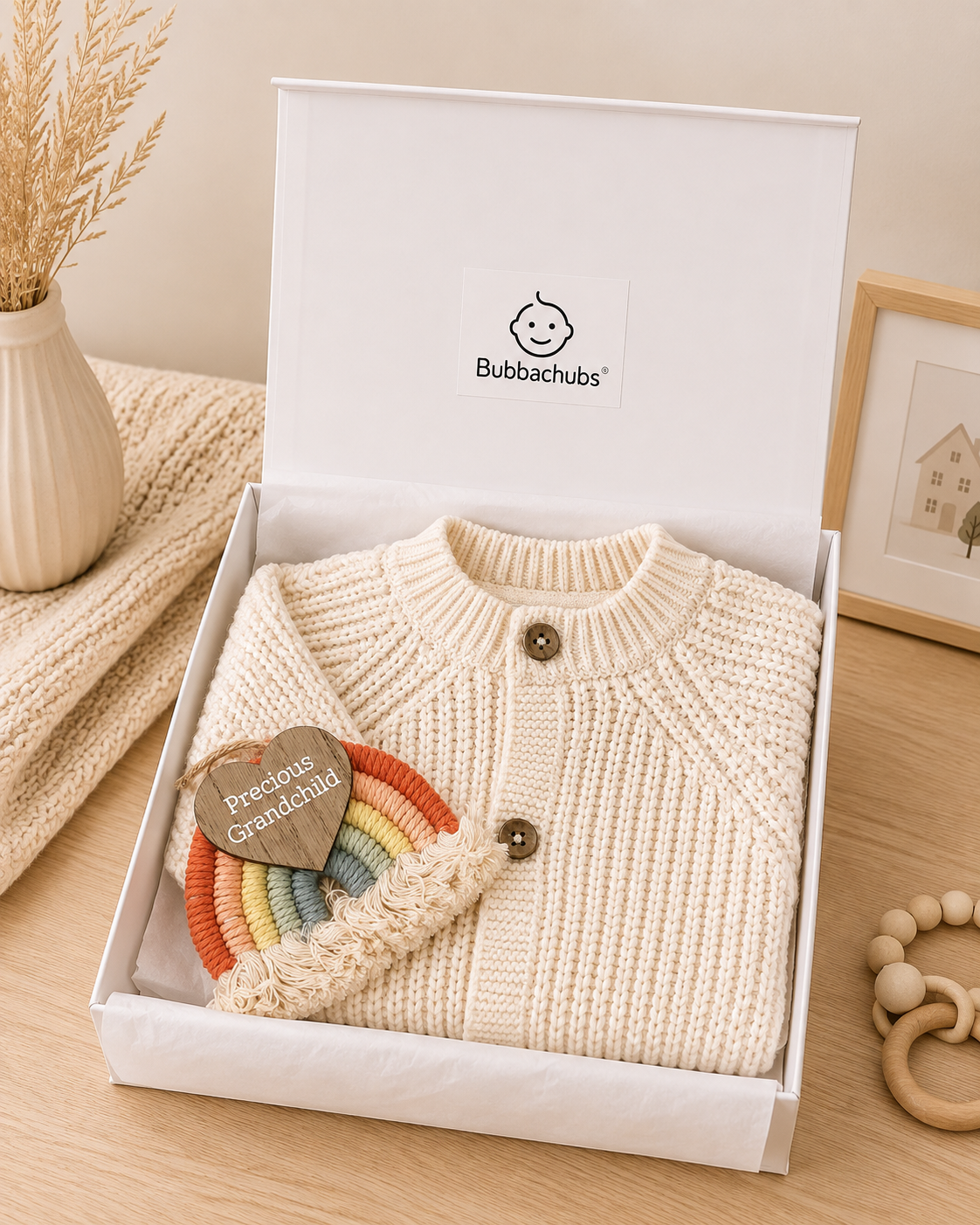 Bubbachubs Unisex Baby Cardigan Gift Set with Precious Grandchild Plaque 0-3 Months