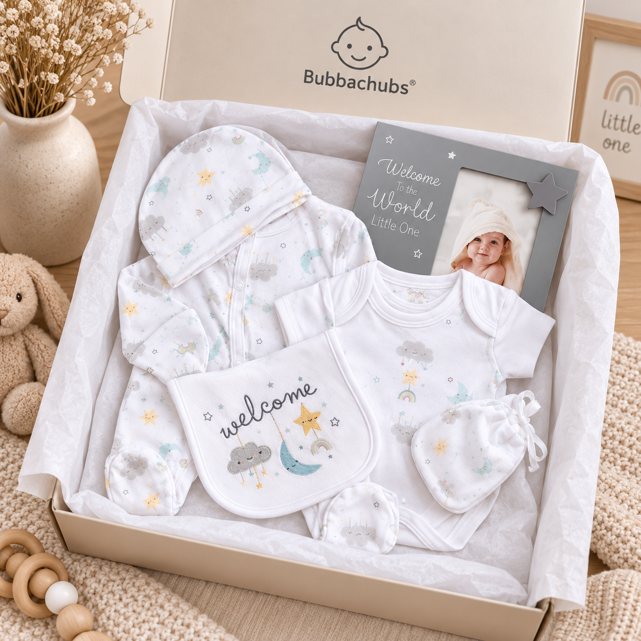 Bubbachubs Welcome Gift Set with Keepsake Photo Frame 3-6 Months