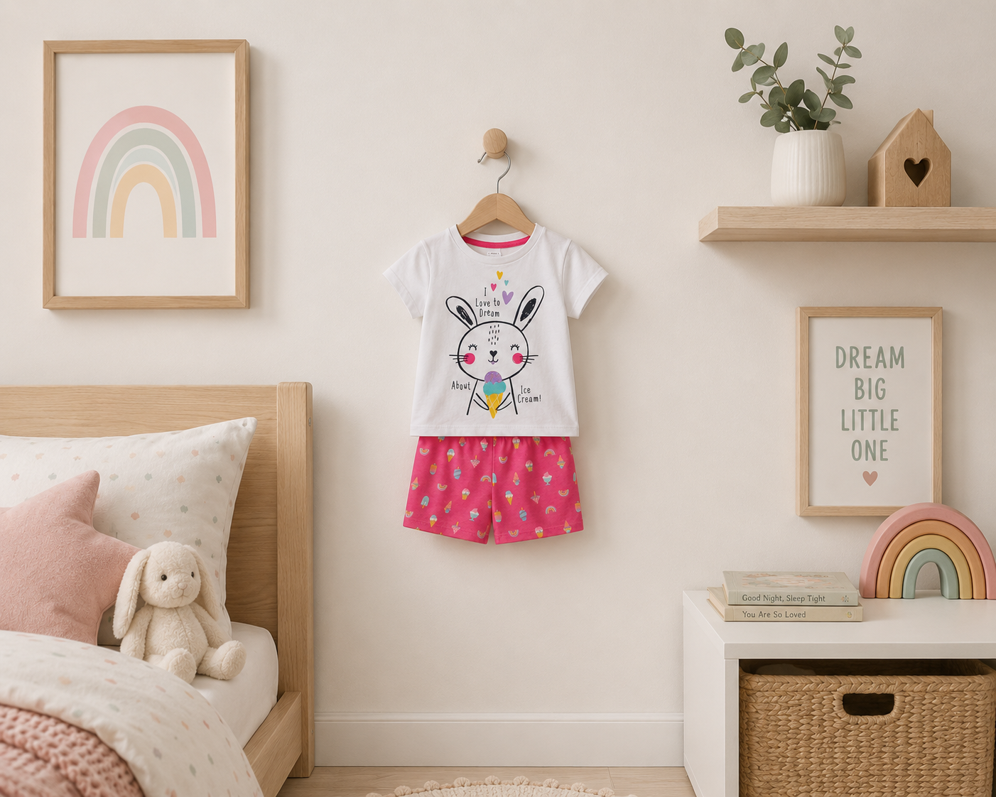 Girls Ice Cream Pyjama Shorts Set 1-3 Years