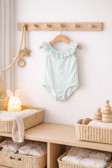 Baby Girl Ruffle Neck Swimsuit + Sunglasses 12-24 Months