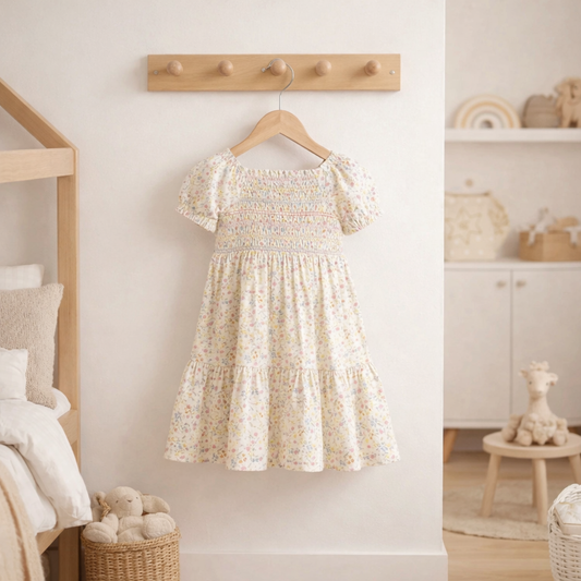 Girls Smocked Dress & Scrunchie Set 2-4 Years