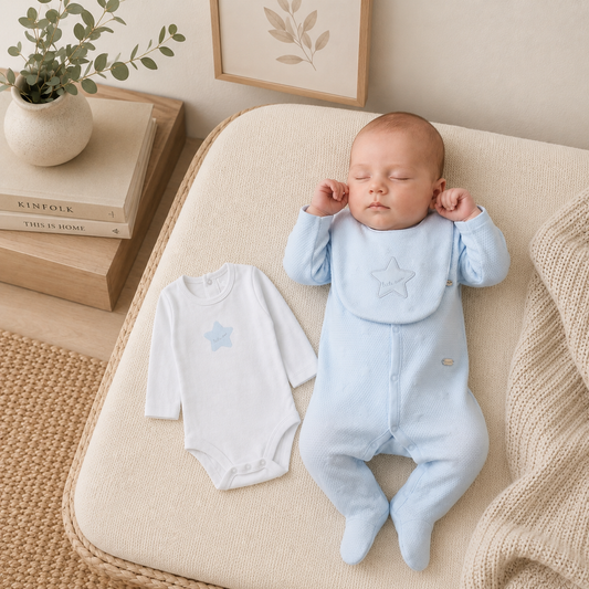 Baby Boys Quilt Jacquard All In One, Bib & Bodysuit 0-6 Months
