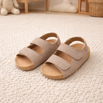 Children's Suede Sandals With Velcro Straps