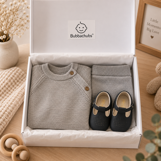 Bubbachubs Baby Knitted Sweater & Leggings Gift Set with Soft Sole Shoes – 0–9 Months