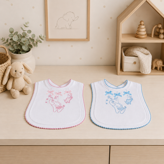 Baby Cotton Elephant Velcro Bibs 35x22cm (4 Pack)