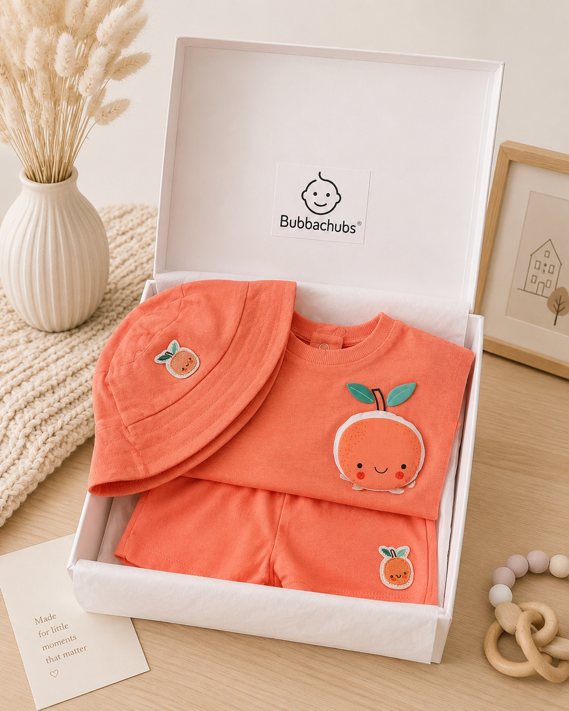 Bubbachubs Baby Girls T-Shirt, Shorts & Hat Gift Set – 9–24 Months