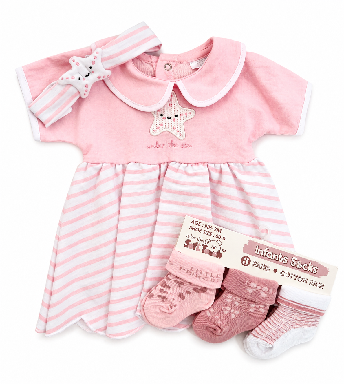 Bubbachubs Baby Girl Dress, Headband & Sock Gift Set