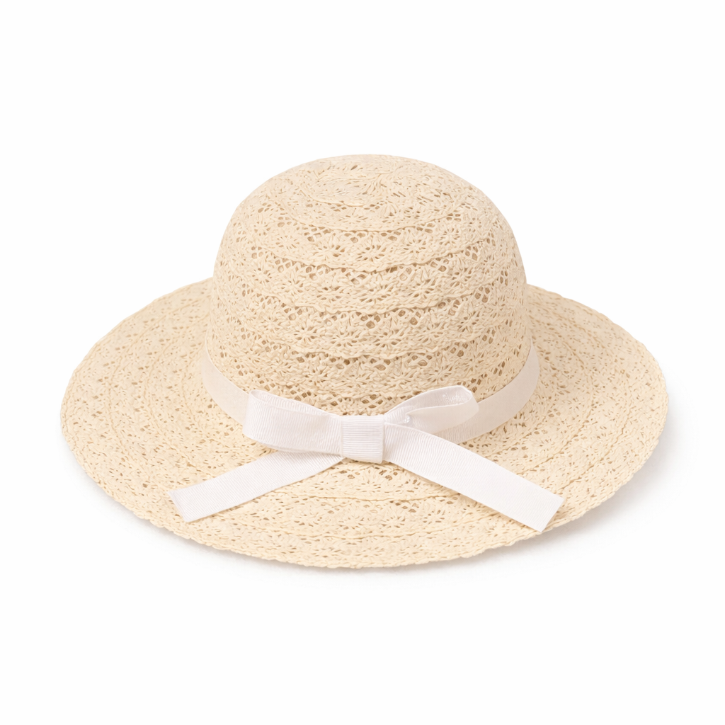 Girls Straw Sun Hat With Bow 12-24 Months