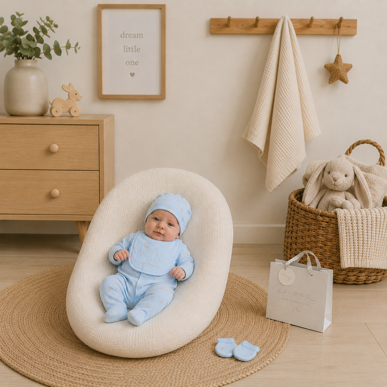 Baby Boys Elephant 5 Piece Baby Gift Set 0-6 Months