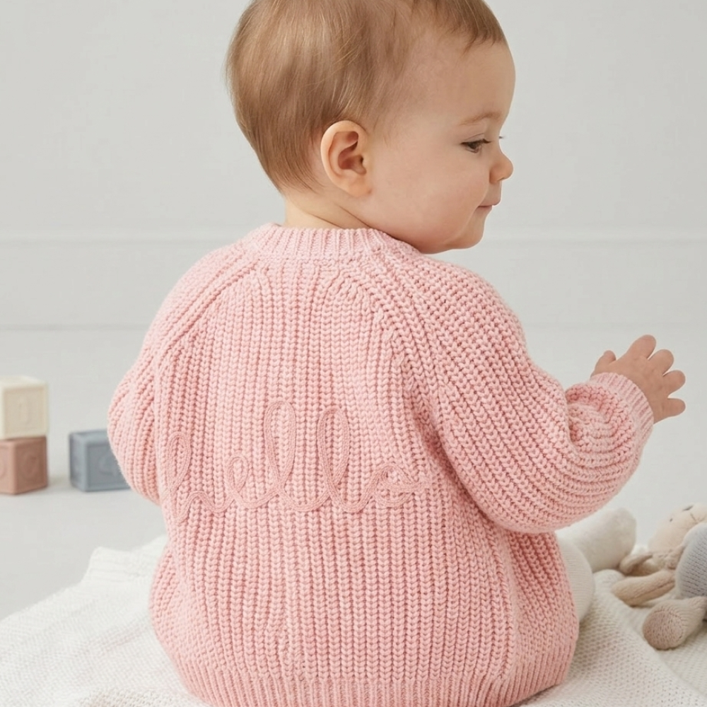Baby Cotton Knit Cardigan With Embroidery Detail 0-12 Months