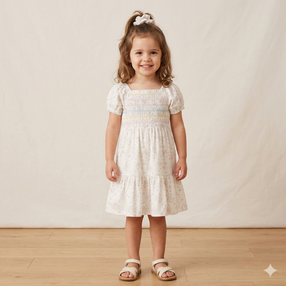 Baby Girl Smocked Dress & Scrunchie Set 2-4 Years