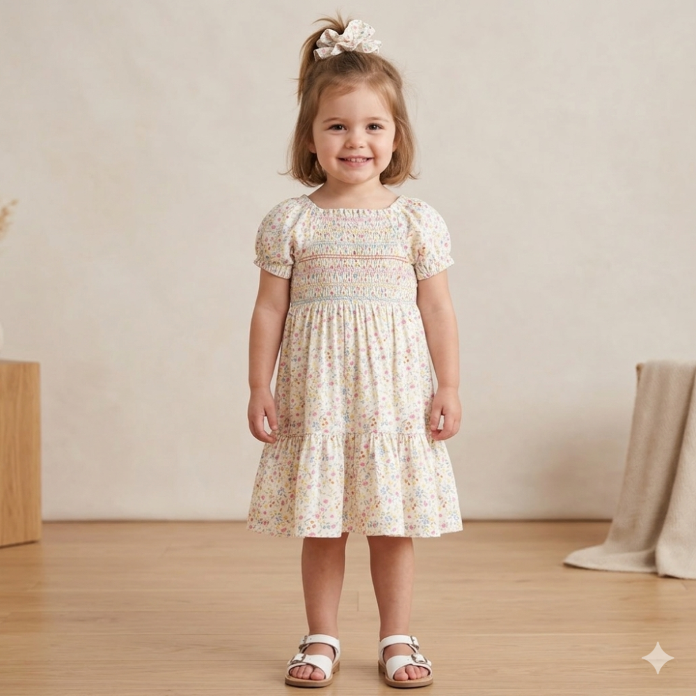 Baby Girl Smocked Dress & Scrunchie Set 2-4 Years
