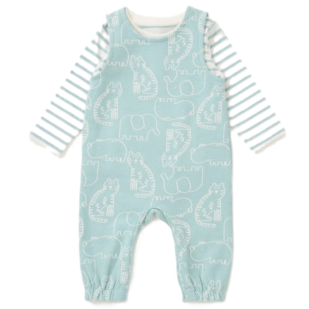 Baby Boy Animal Print Dungaree & Top Outfit 0-18 Months