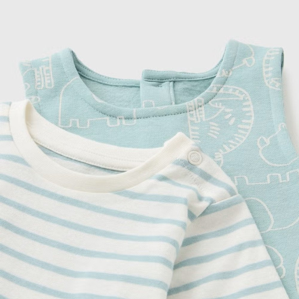 Baby Boy Animal Print Dungaree & Top Outfit 0-18 Months
