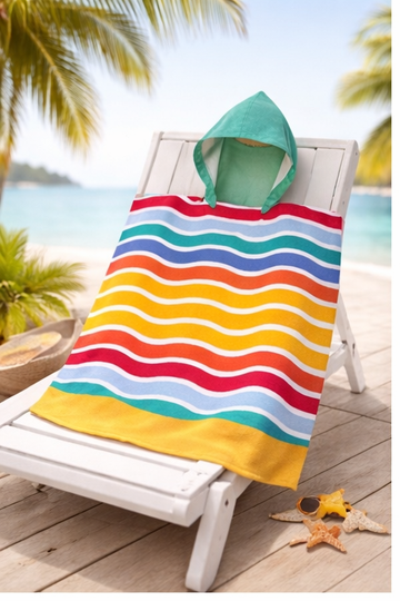 Mini Kids Hooded Poncho Beach Towel 18 Months - 3 Years