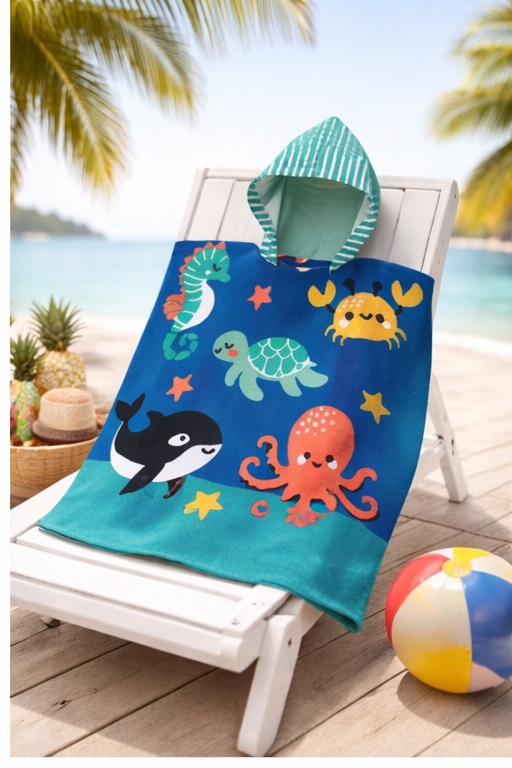 Mini Kids Hooded Poncho Beach Towel 18 Months - 3 Years